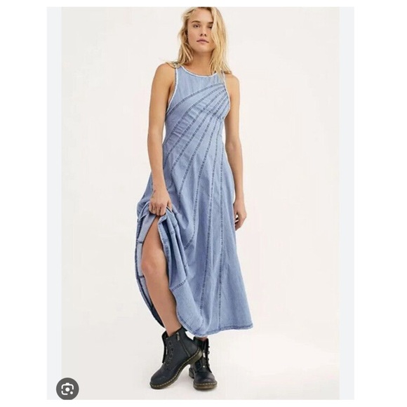 Free People Dresses & Skirts - NWOT Free People Blue Jean Baby Maxi Dress